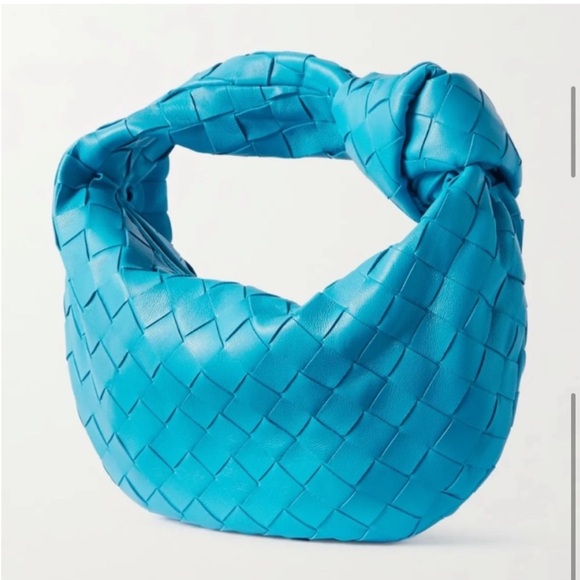 Bottega Veneta Mini Jodie Knotted Intrecciato Leather Shoulder Bag in Blue - Picture 1 of 7